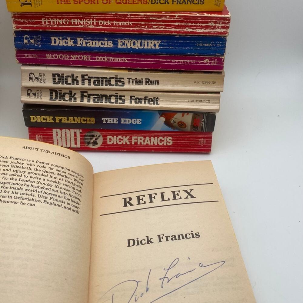 Dick Francis Vintage Paperback Lot of 9 Mystery Crime - 1 Signed Book